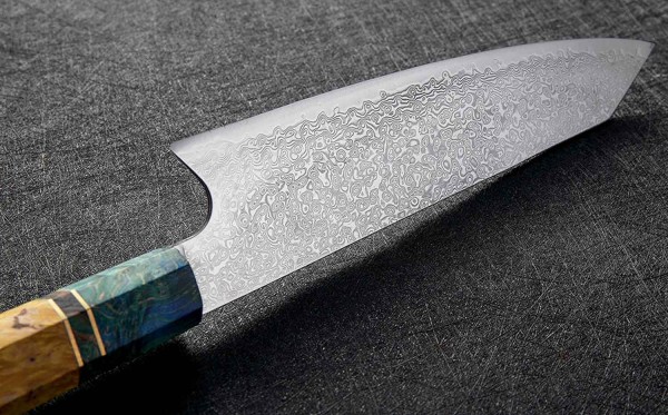 Santoku Damascus knife - exclusive professional knife - 62 layers of Damascus steel - each wooden handle is unique