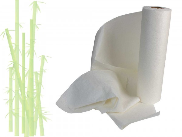 Kitchen roll made of bamboo, environmentally friendly alternative to household roll of paper