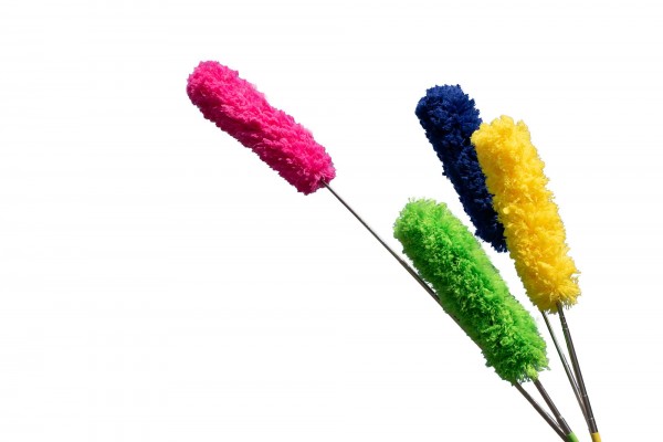 Feather duster with extendabletelescopic handle and flexible heads