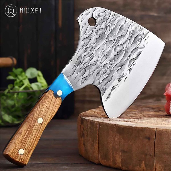 Cleaver and butcher's knife Based on the Serbian full tang cleaver Stainless steel forged very sharp with leather case