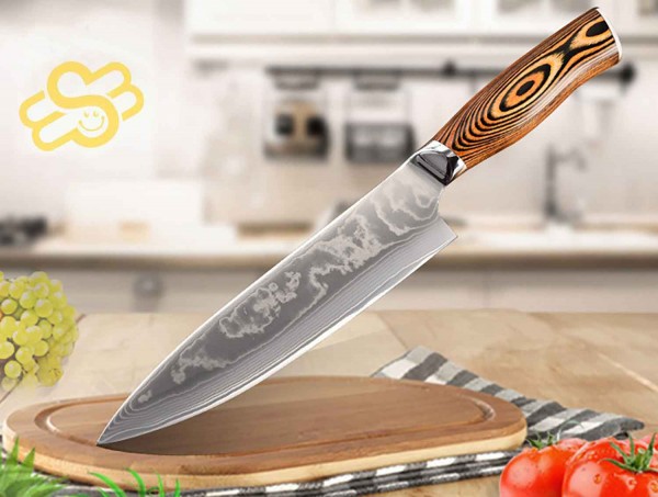 High quality chef kitchen knife carbon v10 stainless steel carbon blade 62 layers