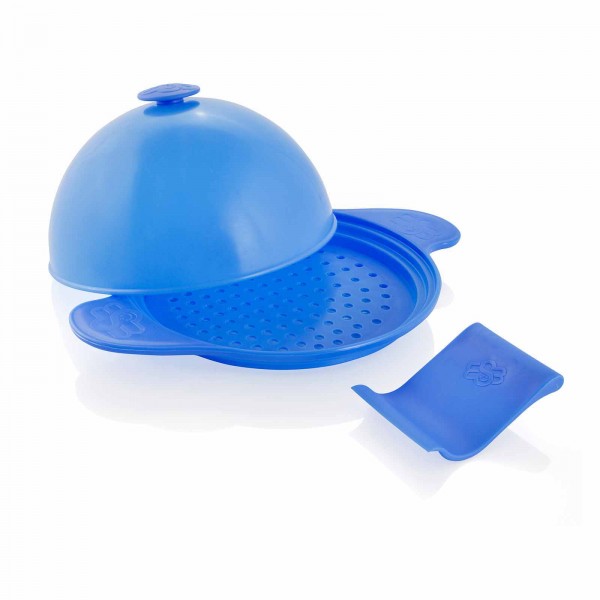 Muxel Spaetzle Set 5 in 1 Egg Noodle Board Scraper Food Steamer, covering in Blue and Recipes