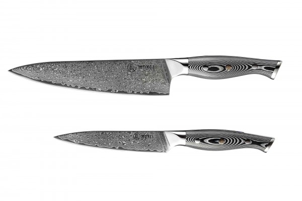 2-pc knife set Damascus v10 stainless steel 62 layers chef's knife and paring knife extra sharp v - edge for left and right-handed use