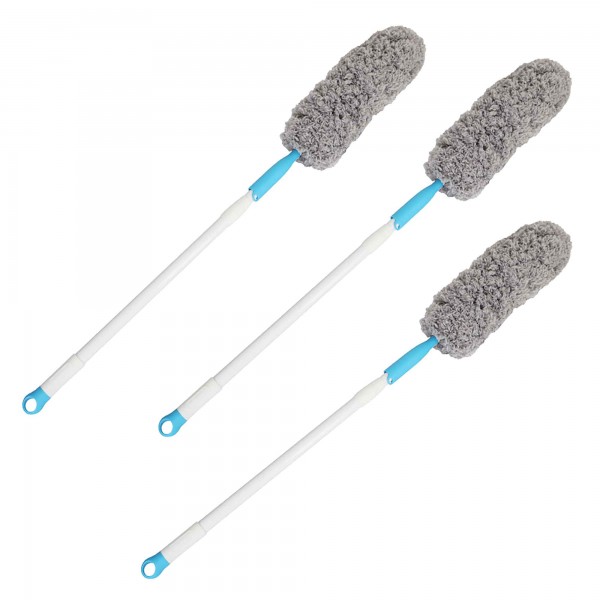 3x Duster extendable 100 - 136 cm Microfibre Duster and Dust Magnet with Telescopic Handle