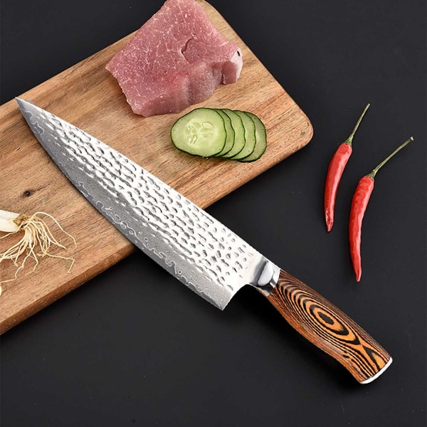 Küchen-Messer für den Chefkoch Hammerschlag Carbon V10 Edelstahl Kohlenstoff-Klinge 67 Lagen
