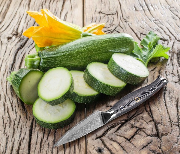 Kitchen knife-vegetable knife-fruit knife or utility knife carbon damask blade 13 cm
