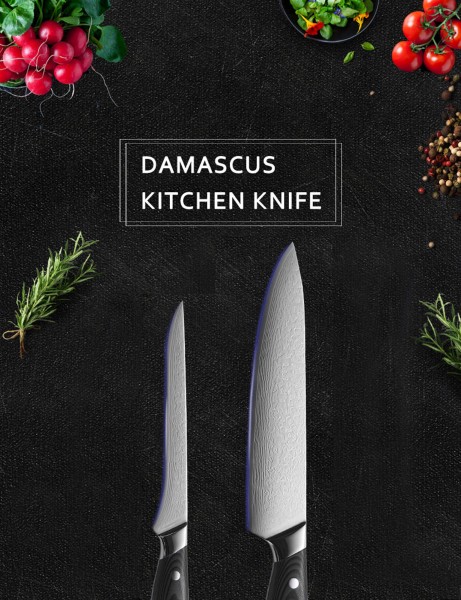 Messer Set Damaskus Kochmesser und Ausbeinmesser Chef Knife and Bornig Knife