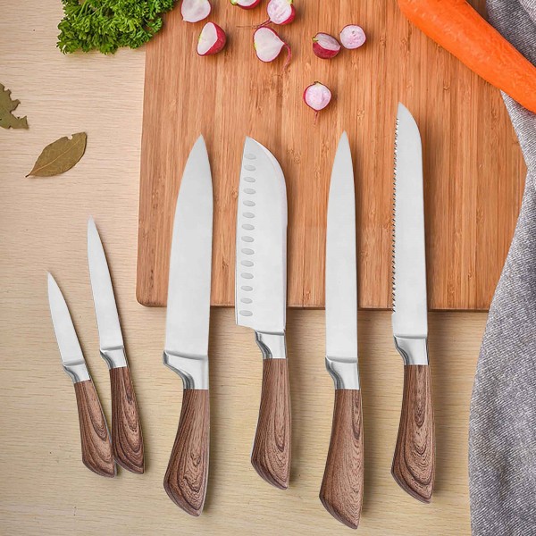 Very nice kitchen and chef knife set 6 pcs stainless steel really sharp knife set